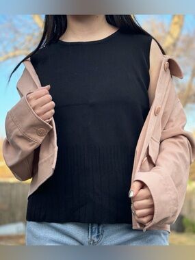 Worthington Black Ribbed Sweater Tank Top